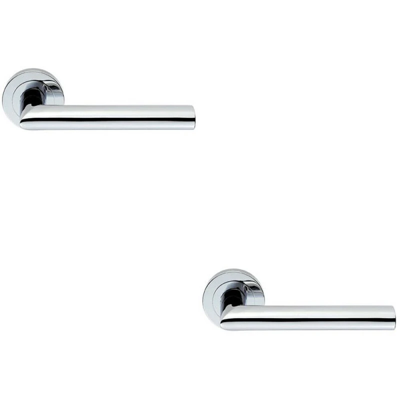 Image of Loops 2x PAIR Straight Mitred Bar Handle on Round Rose Concealed Fix Polished Chrome Multi