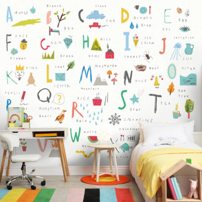 Image of Origin Murals Childrens Alphabet Illustrations Multi Bright Matt Smooth Paste The Wall Mural 300Cm Wide X 240Cm High