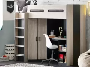 Image of Julian Bowen Hercules 3ft Single Woodgrain and Anthracite High Sleeper Bed Frame