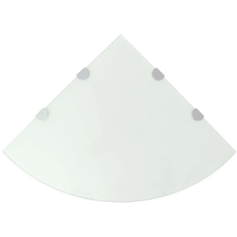 Image of Corner Shelf with Chrome Supports Glass White 45x45 cm