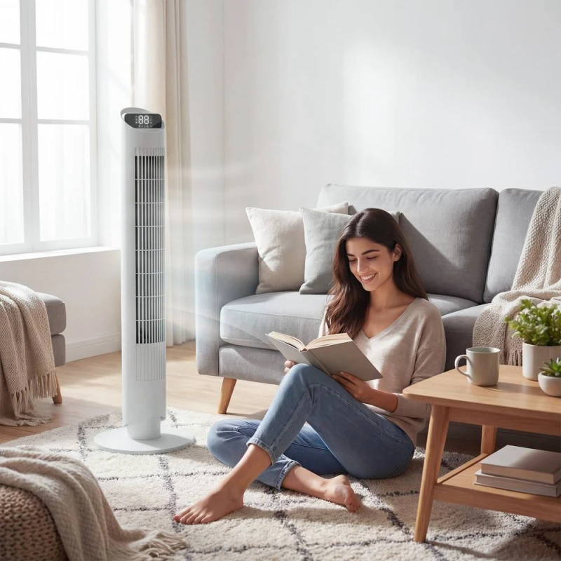 Image of HOMCOM Tower Fan WiFi App Control 101.8cm in White White Unisex