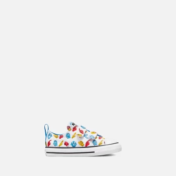 Image of Converse Toddlers Chuck Taylor All Star 2V Dino Daze Trainers - White/University Blue - UK 4 Baby