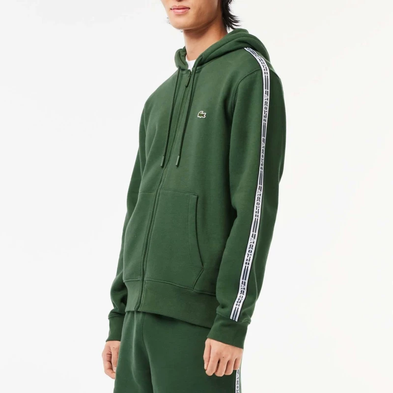 Image of Lacoste Classic Fit Zipped Jogger Hoodie - Green Green XS