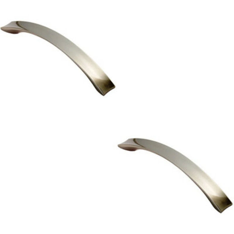 Image of Loops 2x Concave Bow Cabinet Pull Handle 198 x 23mm 160mm Fixing Centres Satin Nickel Metallics unisex