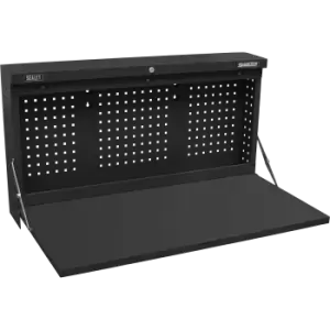 Image of Sealey Wall Mount Fold Down Metal Workbench and Pegboard 1.1m