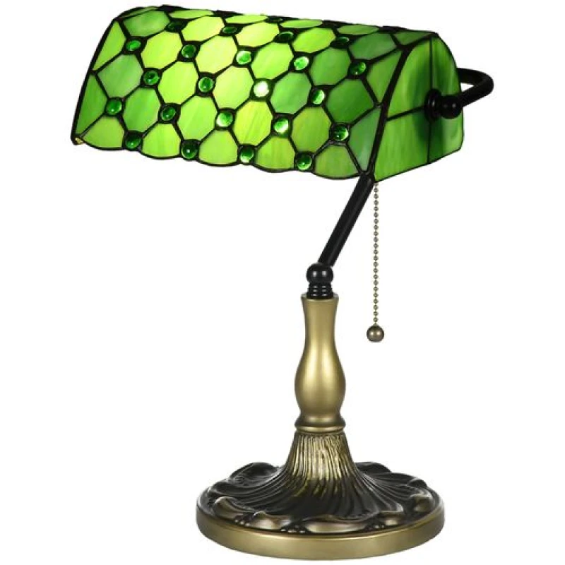 Image of HOMCOM Homcom - Stained Glass Table Lamp, for Bedroom Bedside, Bulb not Included 5056725567675
