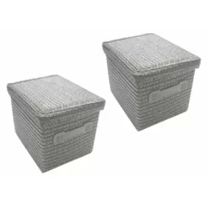 Image of Topfurnishing - Neon Bright Colours Kids Playroom Toy Box Cupboard Storage Basket + Handle & Lid [Dark Grey,Set of 2 Extra Large] - Dark Grey