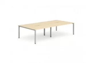 Image of B2B Silver Frame Bench Desk 1400 Maple (4 Pod)