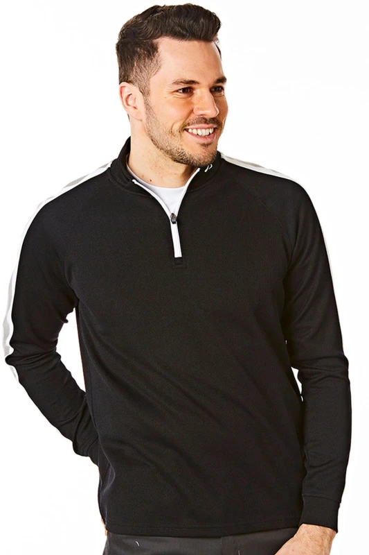 Image of Under Par Under Par Men Zip Neck Rib Mid Layer in Black Size: 2X-large Black XXL Male 5050217323985