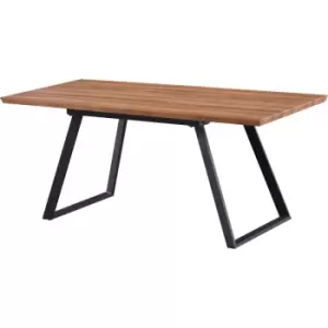 Image of Toga Single Extendable Dining Table, Solid Metal Legs and Wood Top, Brown - Brown