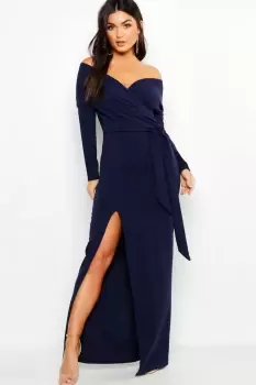 Image of Off The Shoulder Split Maxi Bridesmaid Dress