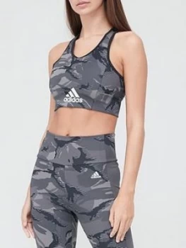Image of Adidas Medium Support Camo Believe This Sports Bra - Black
