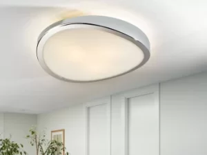 Image of Leda 3 Light Round Flush Ceiling Light Chrome, E27