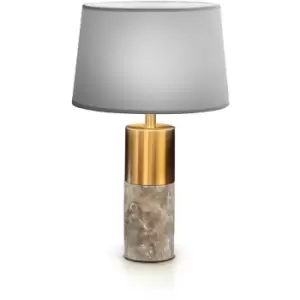Image of Schuller Lucian Table Lamp With Round Tapered Shade Grey, Brass, Light Grey, E27