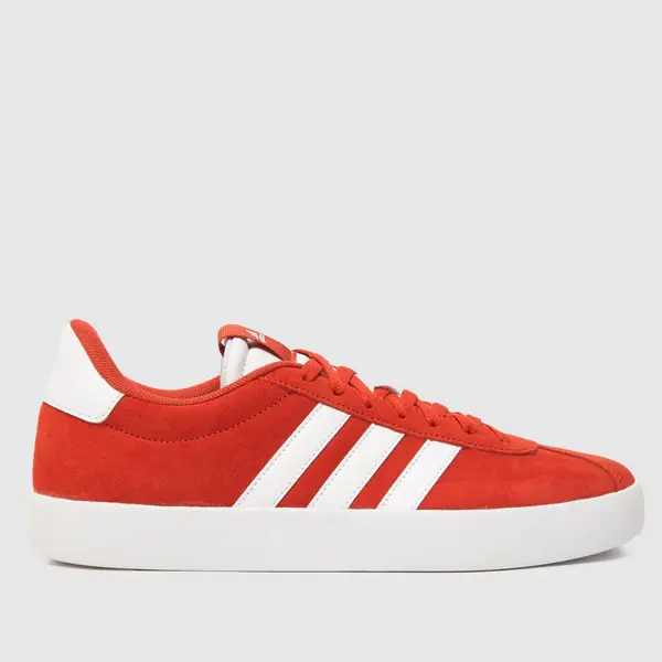 Image of adidas vl court 3.0 trainers in white & red
