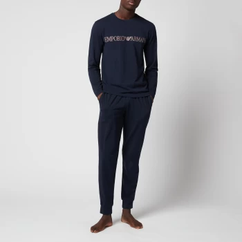 Image of Emporio Armani Mega Logo Pyjama Set Navy Size S Men