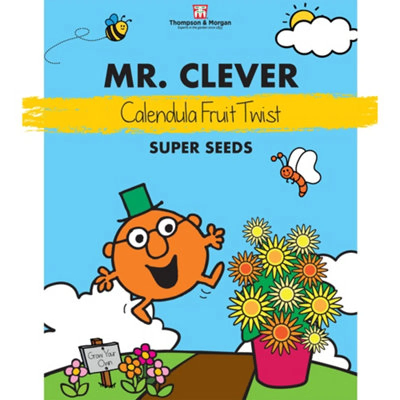 Image of Thompson & Morgan Mr. Men Little Miss - Mr. Clever - Calendula Fruit Twist 1 Packet (60 Seeds)