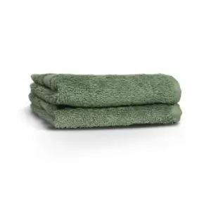 Image of The Linen Yard Loft Woven Combed Cotton 2 Pack Face Cloths Eucalyptus