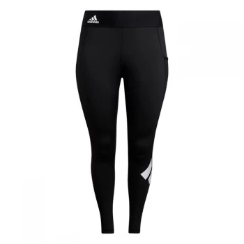 Image of adidas Techfit Long Logo Leggings (Plus Size) Womens - Black / White