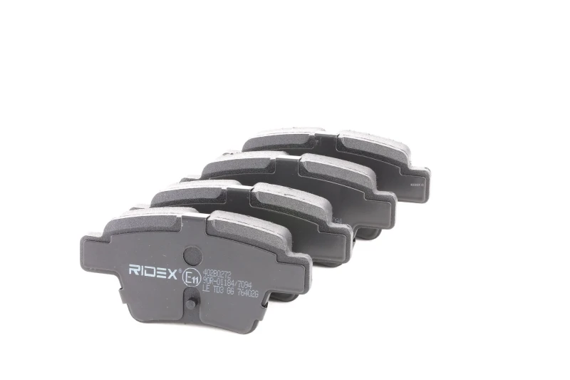 Image of RIDEX 402B0272 Brake pad set Rear Axle, excl. wear warning contact, with anti-squeak plate Brake Pad Set,disc brake (402)