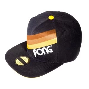 Image of Atari - Retro Pong Wave Stripe Unisex Snapback Baseball Cap - Black/Yellow