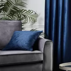 Image of Appletree Boutique Jasper Embossed Hexagon Filled Cushion, Navy, 43 x 43 Cm