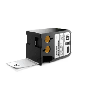 Image of Dymo 1868708 Black on White Laminated Wire Cable Wrap 38mm x 39mm 150 Pre sized Labels