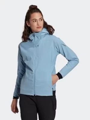 Image of adidas Terrex Ultimate Hooded Fleece, Blue, Size S, Women