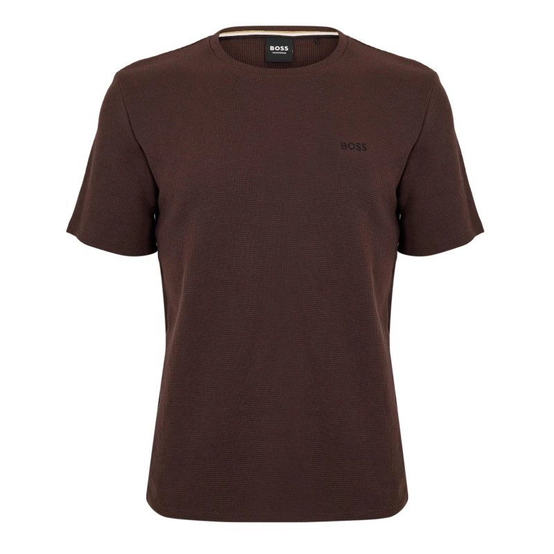 Image of Boss Mens Waffle T-Shirt, Structured Design Brown 207 male Medium