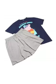 Image of Peppa Pig Mens Hero Of The Day Grandpa Pig Pyjama Set (5XL) (Navy/Heather Grey)