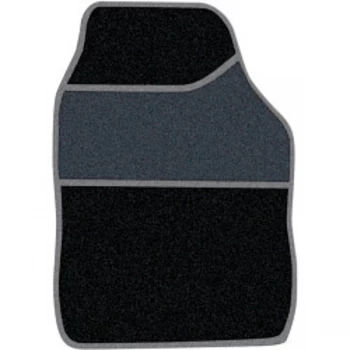 Image of Streetwize Velour Carpet Mat Sets with Coloured Binding - 4 Piece Black/Grey