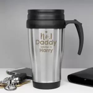Image of Personalised No1 Daddy Travel Mug Silver