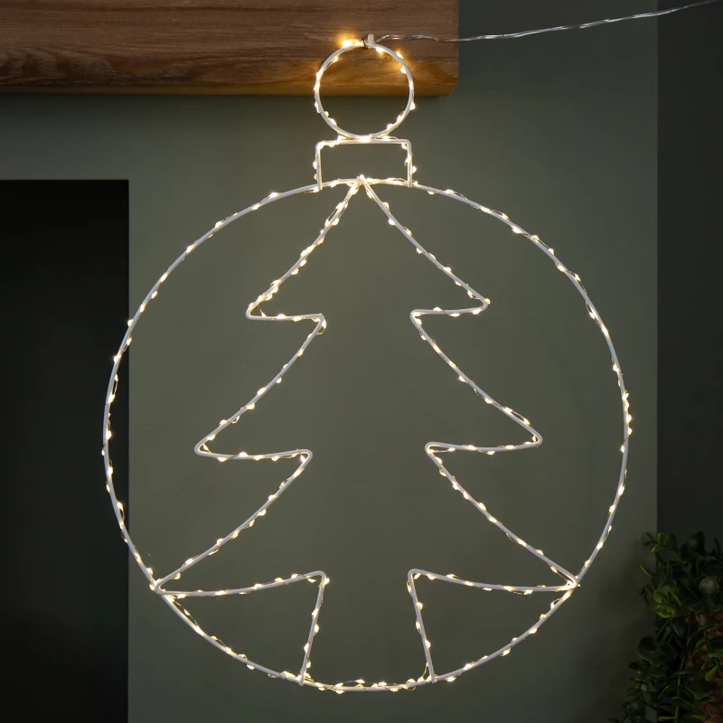 Image of 48cm x 38cm Light up Hanging Christmas Tree Bauble with 250 Warm White LEDs