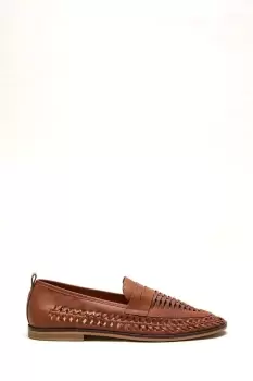 Image of Leather Look Woven Loafers