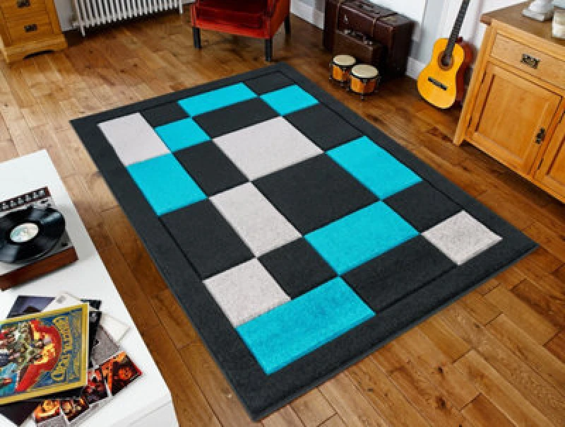 Image of Smart Living Smart Living Modern Hand Carved Multicolour Soft Thick Area Rug - Havana in Teal Size: 200cm x 290cm Teal 200cm x 290cm Unisex 10000002