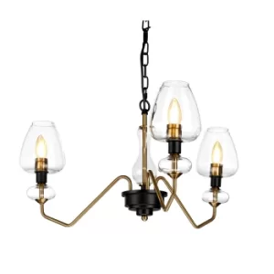 Image of Armand 3 Light Pendant, Aged Brass, Glass Shades