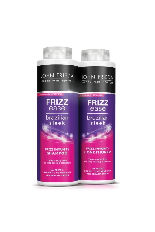 Image of John Frieda ''Shampoo & Conditioner' Duo Frizz Ease Brazilian Sleek500ml Purple