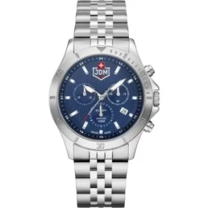 Image of Mens JDM Military Delta Chrono Steel Blue Dial Chronograph Watch