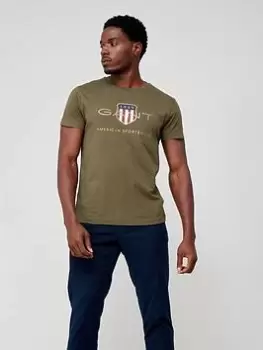 Image of GANT D2. Archive Shield Ss T-Shirt, Dark Green Size M Men