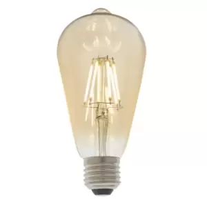 Image of Vintage Style LED Filament Bulb - Pear Shaped E27 Lamp - Amber Tinted Glass