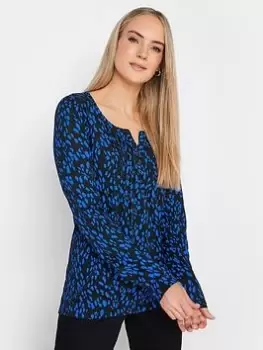 Image of Long Tall Sally Abstract Spot Ls Henley Top, Black, Size 18, Women