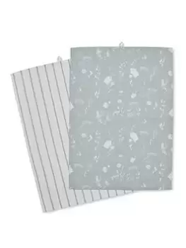 Image of Catherine Lansfield Meadowsweet Floral Set Of 2 Tea Towels