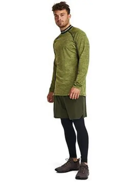 Image of Under Armour Mens Training Coldgear Armour Twist Mock Neck Long Sleeve Top - Yellow