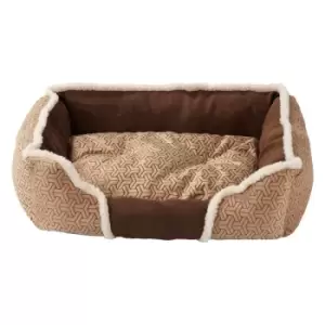 Image of Bunty Kensington Medium Soft Fleece Fur Cushion Pet Basket - Cream/Brown