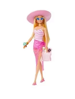 Image of Barbie Blonde Barbie Doll With Swimsuit And Beach-Themed Accessories