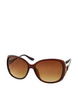 Image of Accessorize Rachel Metal Detail Wrap Sunglasses - Brown