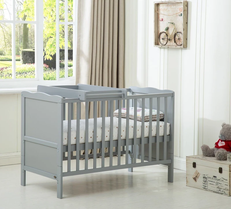 Image of MCC Direct Wooden Baby Cot Bed With Top Changer Orlando Grey