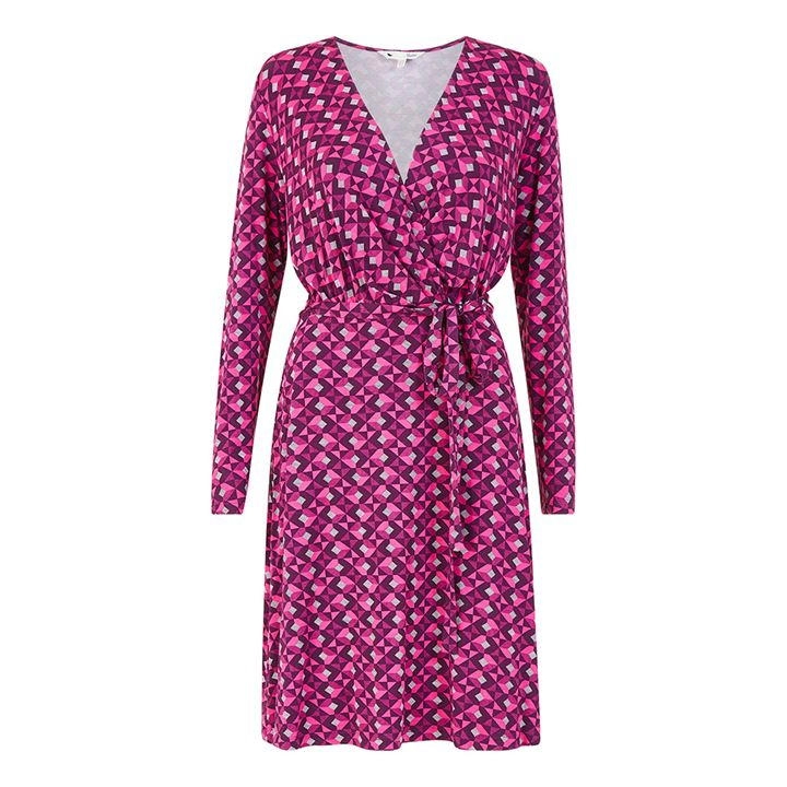 Image of Yumi Pink Geometric 'Paris' Jersey Wrap Dress - 8
