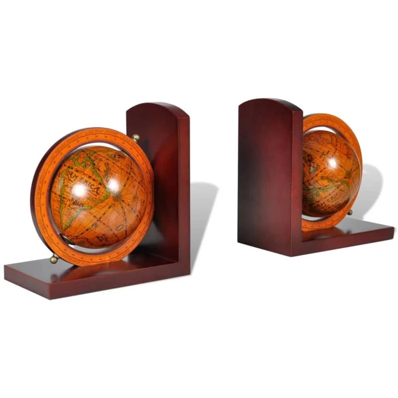 Image of vidaXL Bookstand World Map Globe Classic A Pair Bookend Office Stationery