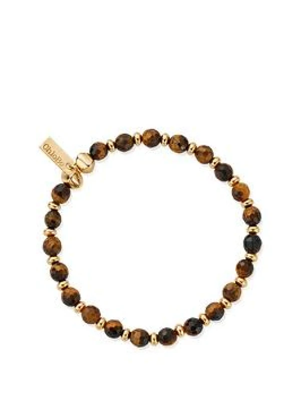 Image of Mens Gold Tiger's Eye Slim Round Bracelet GBTESLMRM